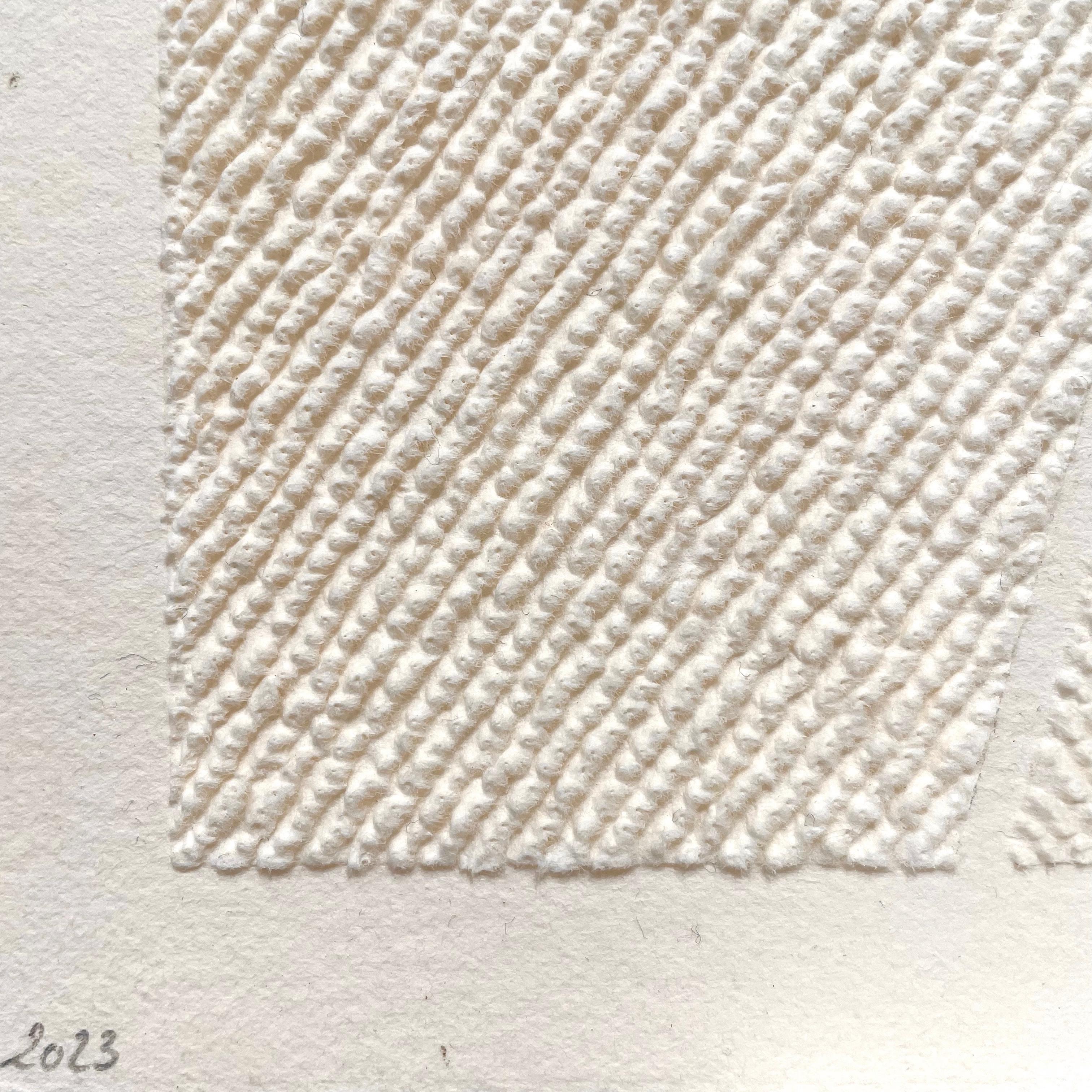 T #8- verwickelt beige 3D abstrakte Luft Landschaft zog Papier Faserzeichnung im Angebot 1