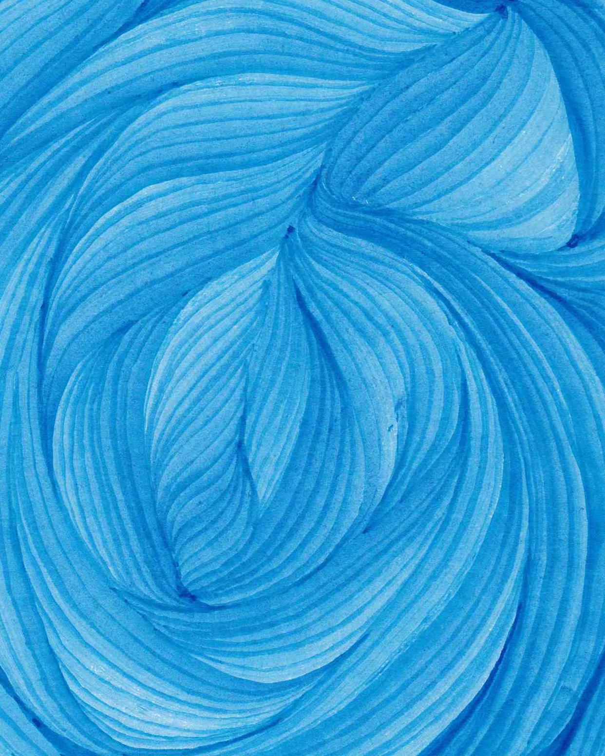 Linien 4 - Abstrakte geometrische leuchtend blaue Tuschezeichnung auf Papier (Geometrische Abstraktion), Art, von Dana Piazza
