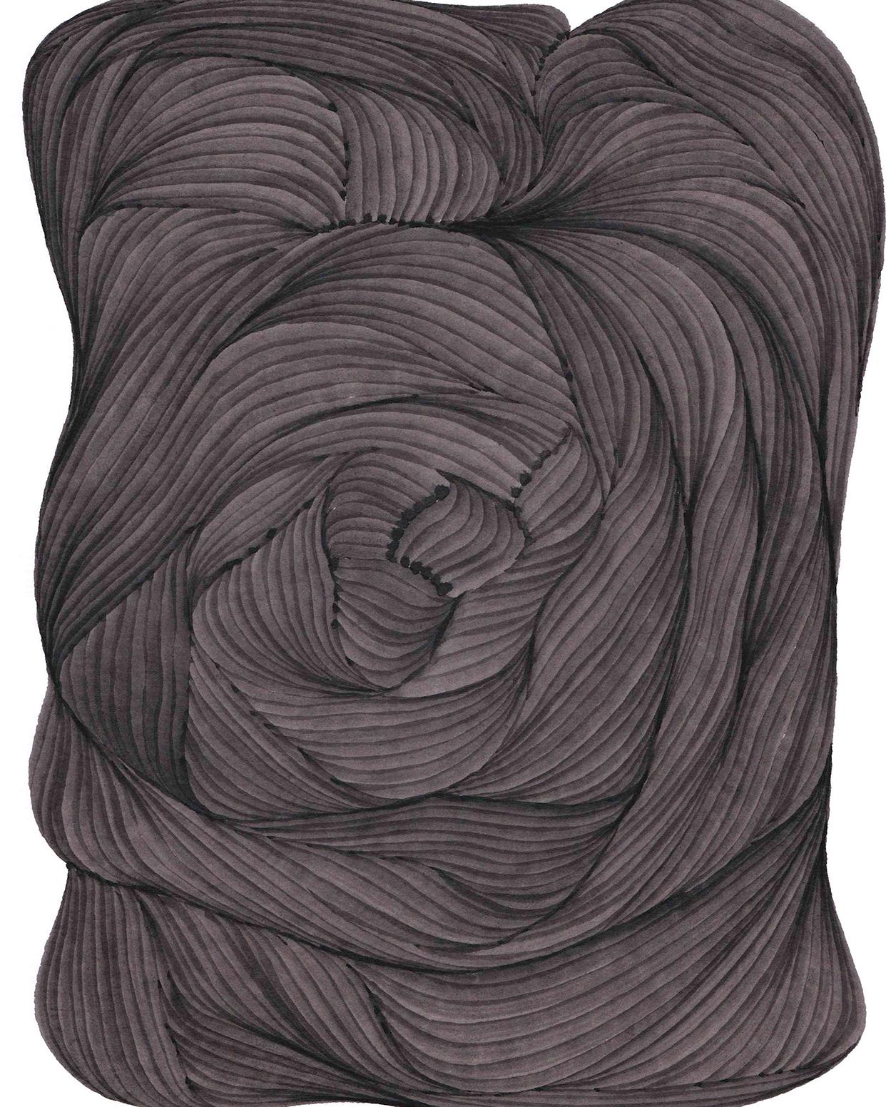 Linien 5 - Abstrakte geometrische schwarze Tuschezeichnung auf Papier – Art von Dana Piazza