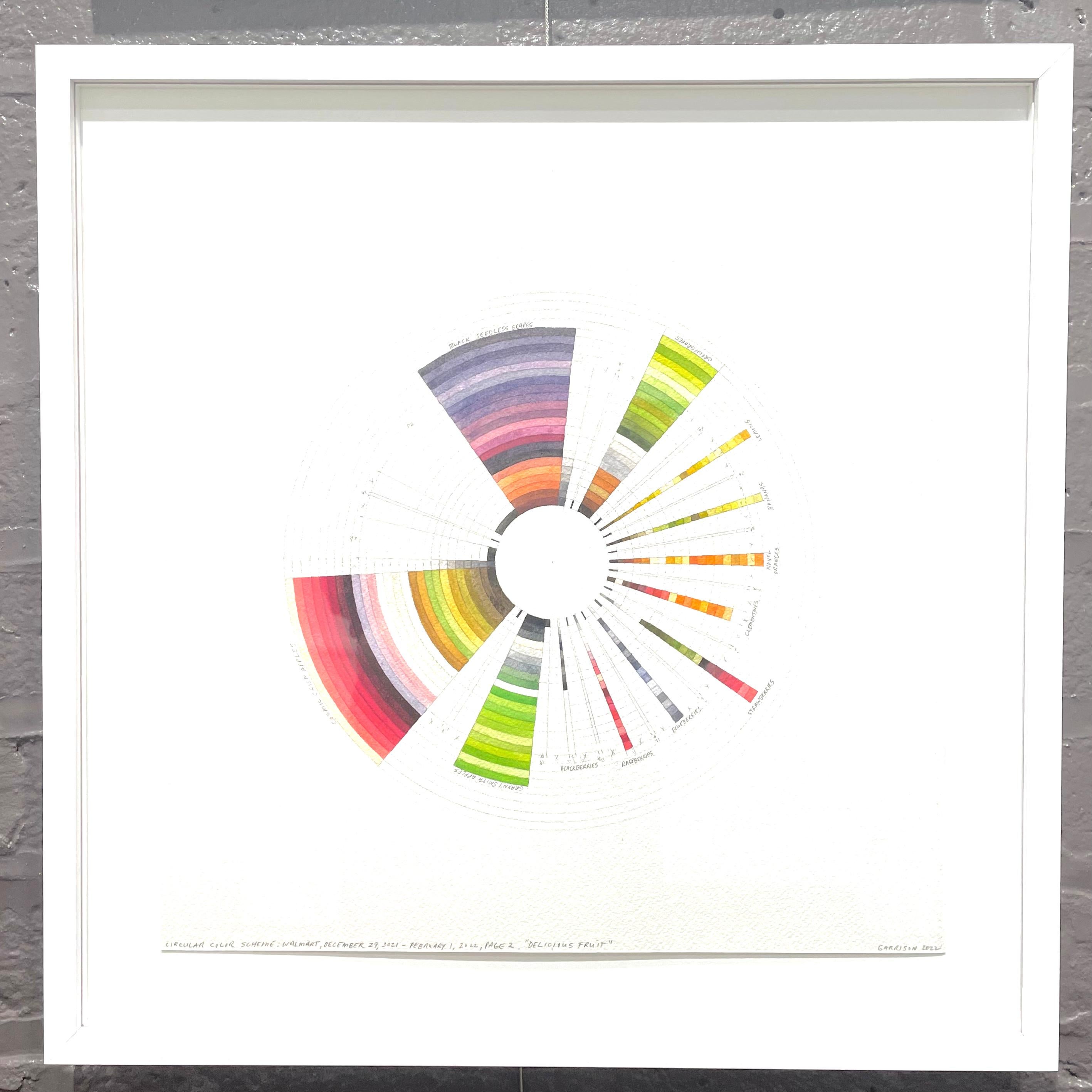 Delicious fruit- colorful circular abstract geometric watercolor drawing 1