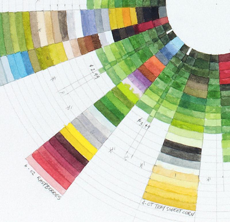 Deals – farbenfrohe, kreisförmige, abstrakte, geometrische Aquarellzeichnung (Geometrische Abstraktion), Art, von Richard Garrison