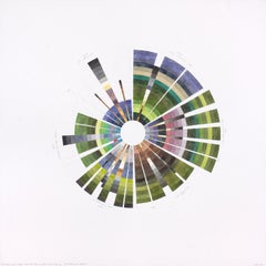 Exterior- earth tone green color circular abstract geometric watercolor drawing
