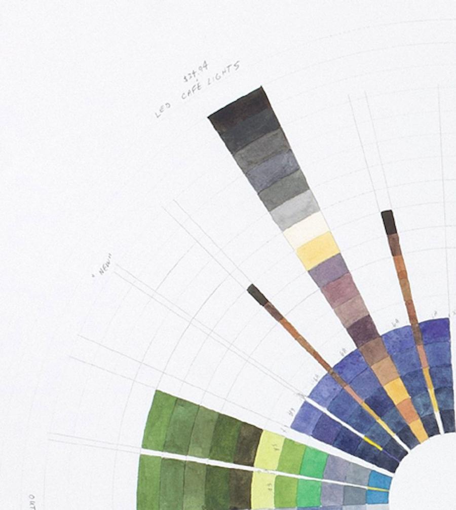 Außen Außen- erdfarbene grüne Farbe kreisförmige abstrakte geometrische Aquarellzeichnung (Geometrische Abstraktion), Art, von Richard Garrison