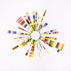 Fresh- colorful bright color circular abstract geometric watercolor drawing