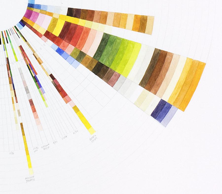 Fresh- farbenfrohe, leuchtende, kreisförmige, abstrakte, geometrische Aquarellzeichnung (Weiß), Abstract Drawing, von Richard Garrison