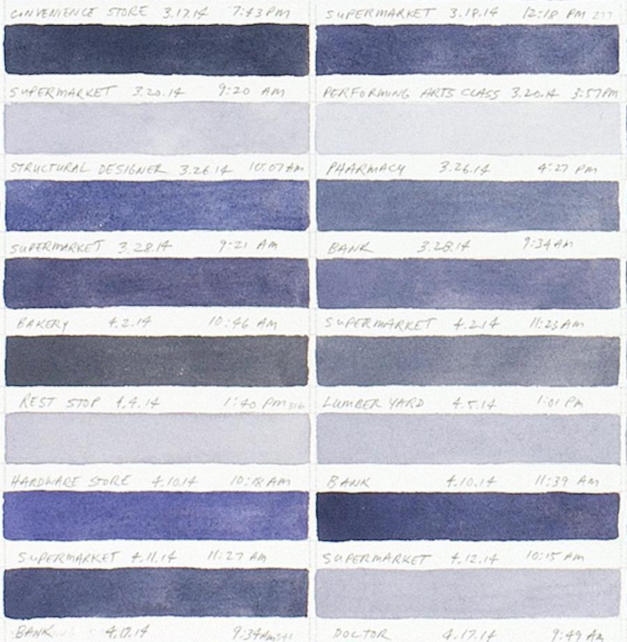 Parking space- grey blue abstract geometric watercolor drawing - Art by Richard Garrison