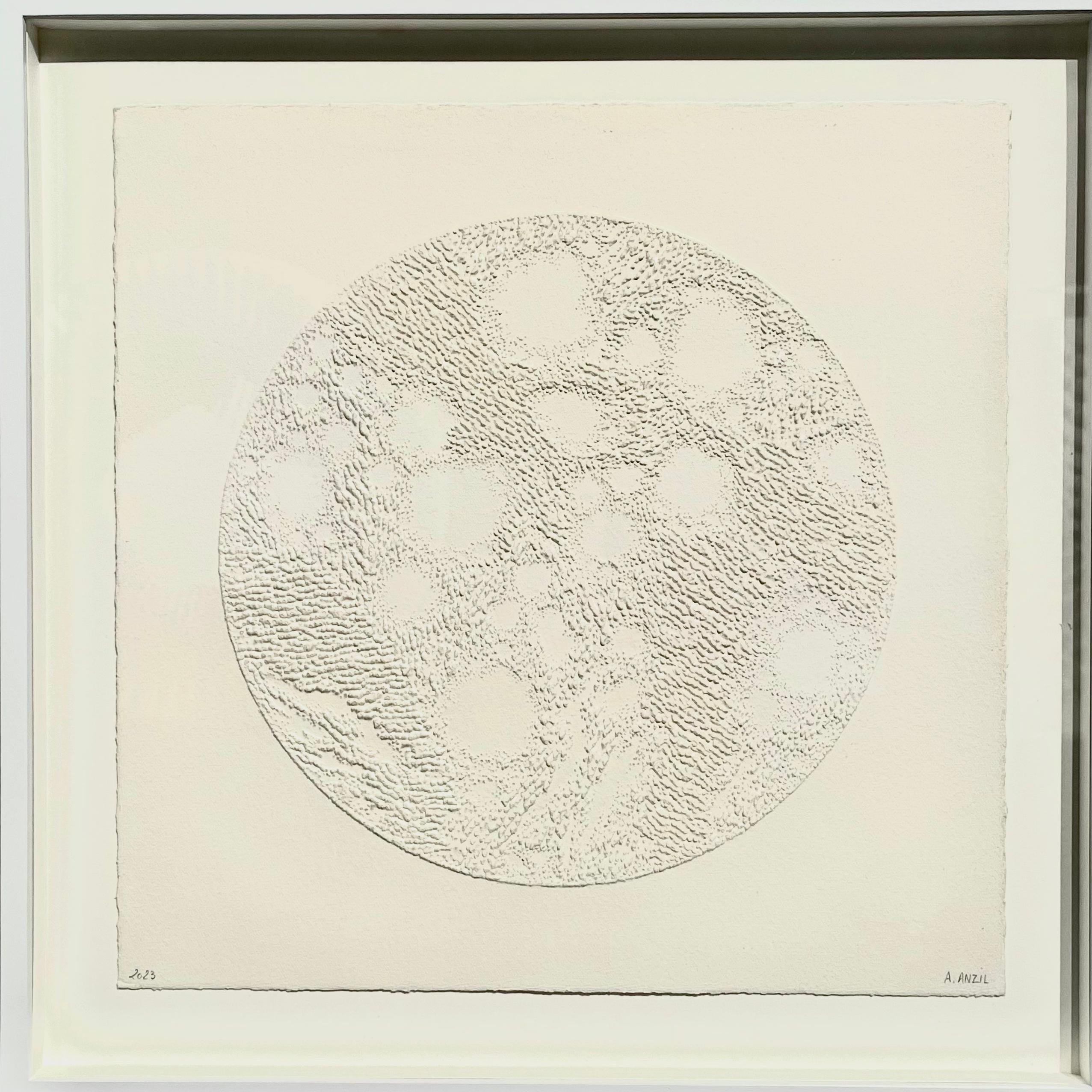 Luna 3- intricato bianco beige 3D astratto geometrico cerchio tirato disegno di carta