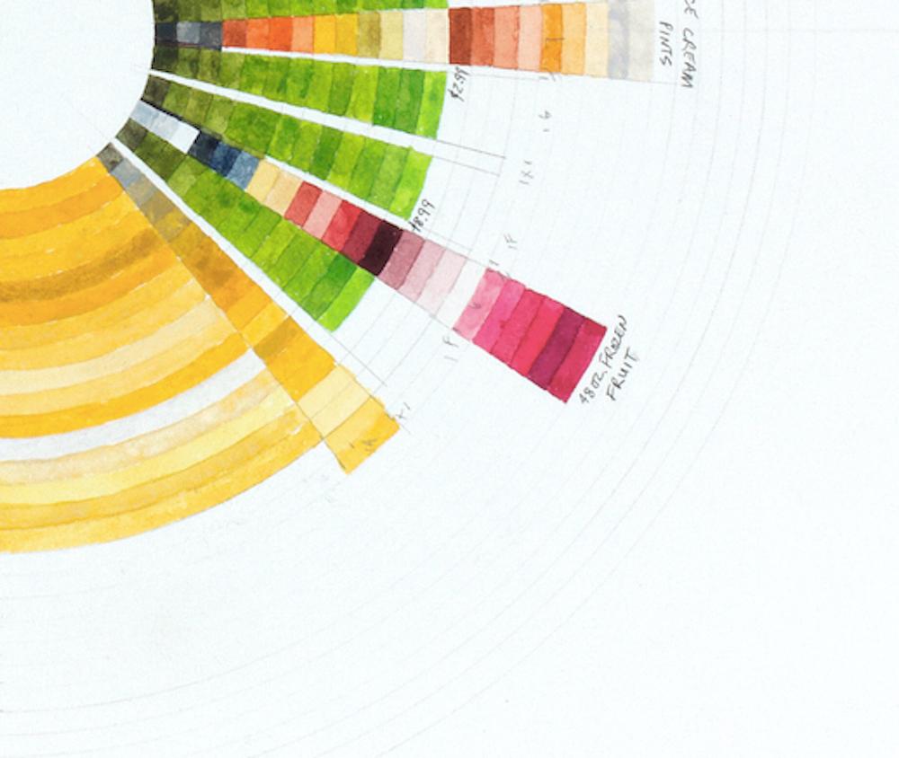 Deals II – farbenfrohe, kreisförmige, abstrakte, geometrische Aquarellzeichnung (Geometrische Abstraktion), Art, von Richard Garrison