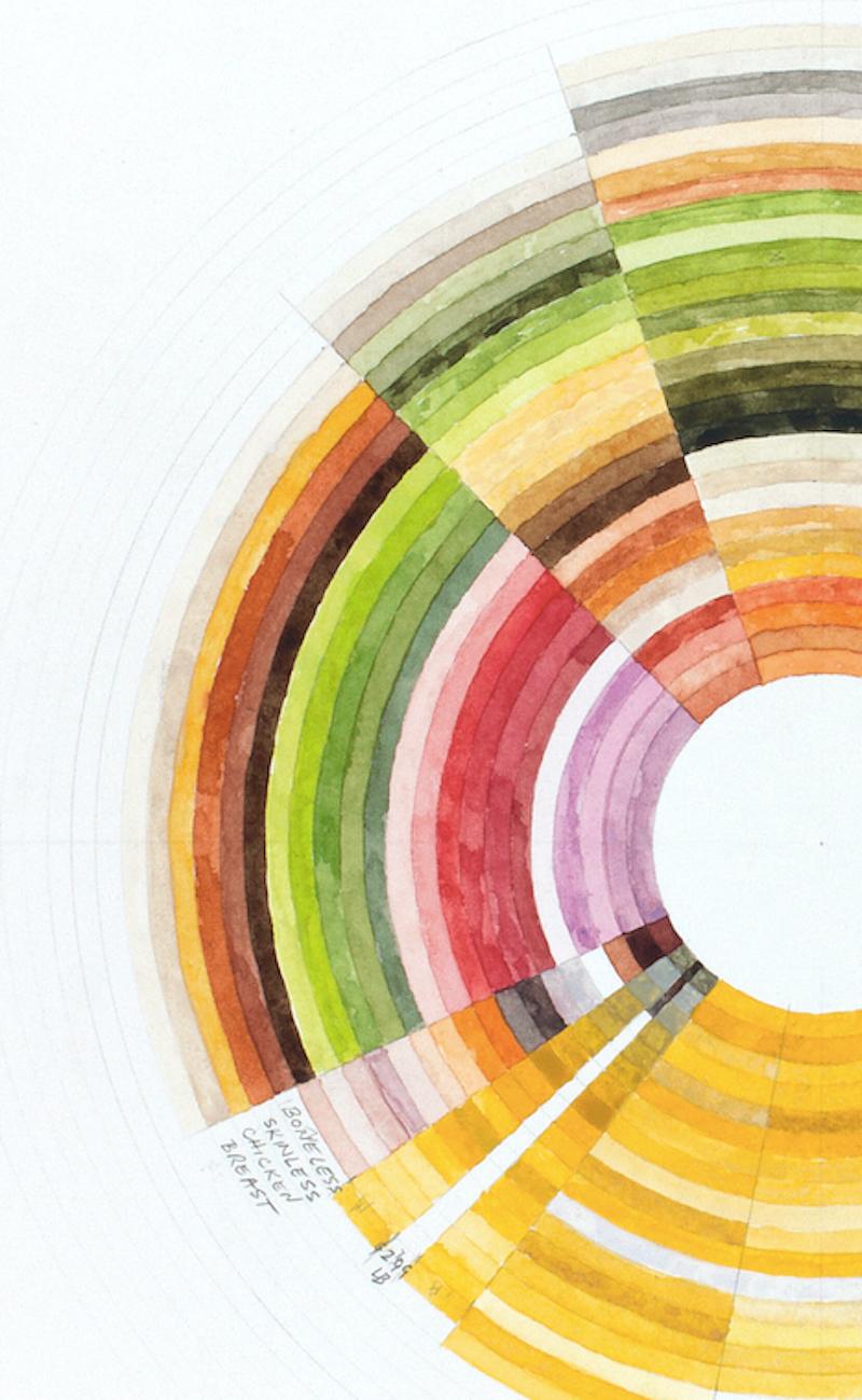 Deals II – farbenfrohe, kreisförmige, abstrakte, geometrische Aquarellzeichnung (Grau), Abstract Drawing, von Richard Garrison