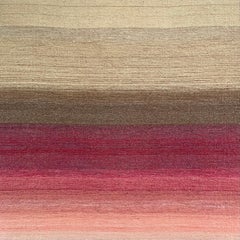 Pink Evolution -textile abstract beige, brown, pink handwoven wool framed
