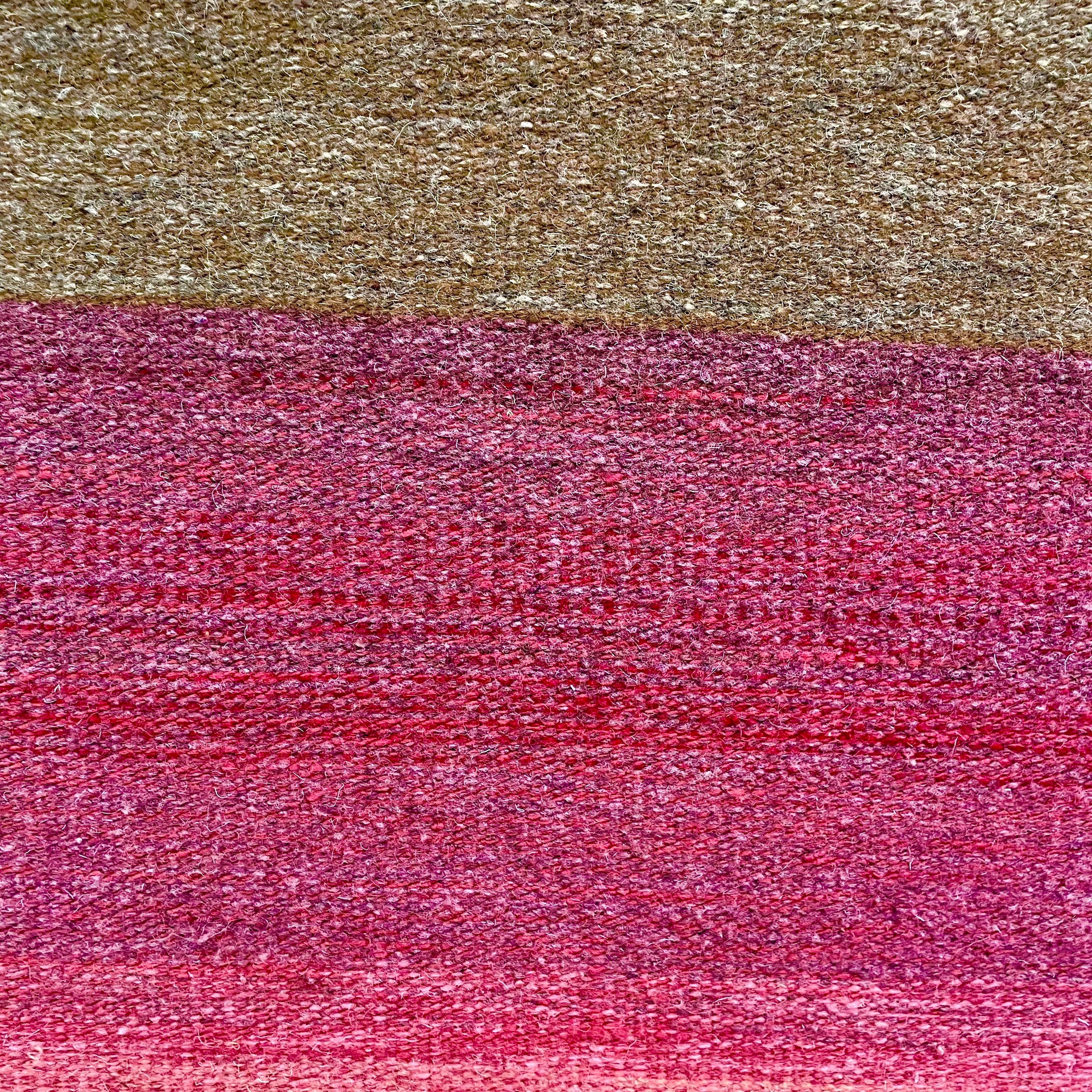 Pink Evolution -textile abstract beige, brown, pink handwoven wool framed 1
