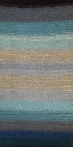 Blue Gradient -textile abstrait beige, bleu, gris encadré