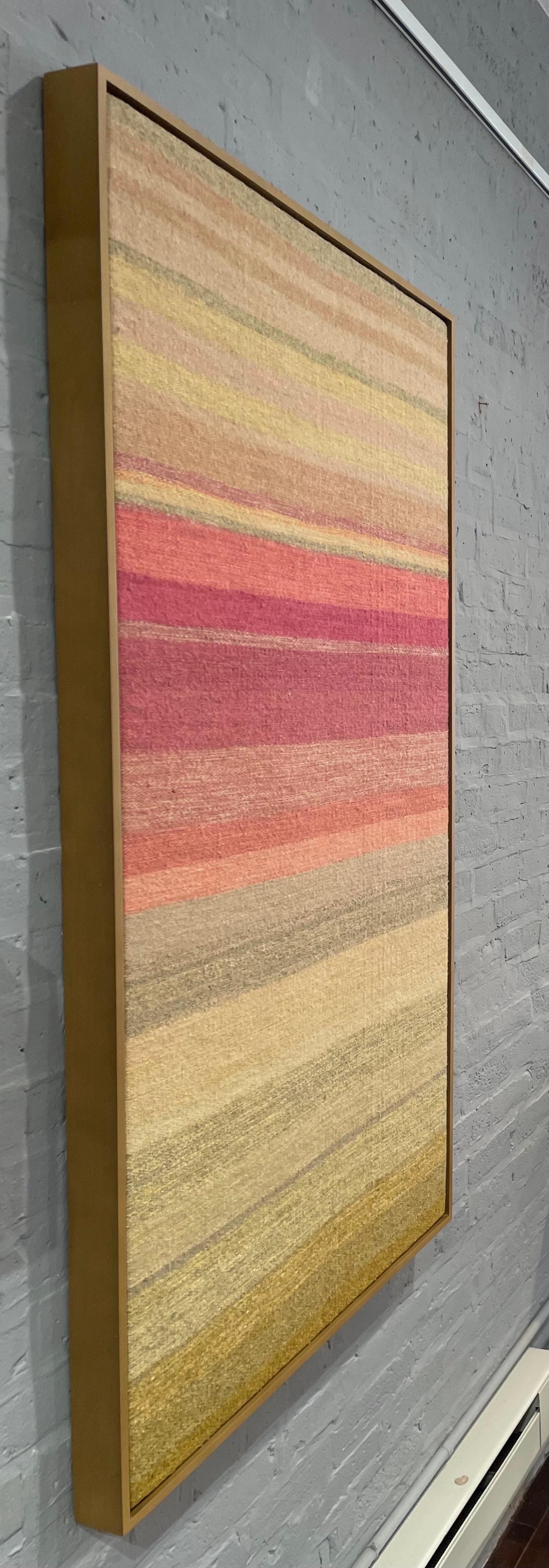 transition rose, beige abstrait, jaune, rose, encadré en vente 1