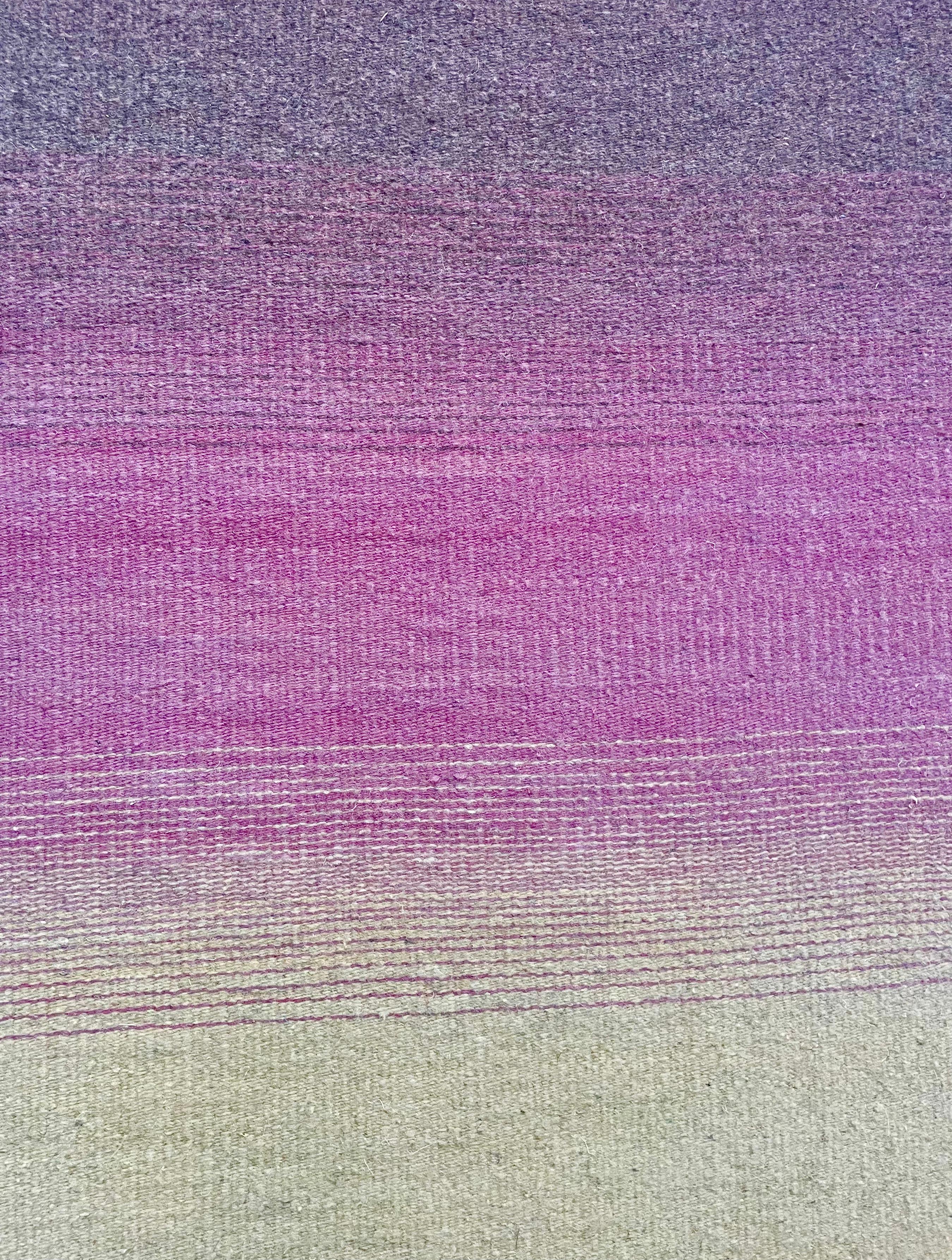 Passage -textile abstract pink, yellow, orange, brown handwoven wool framed - Brown Abstract Painting by Alma Prism
