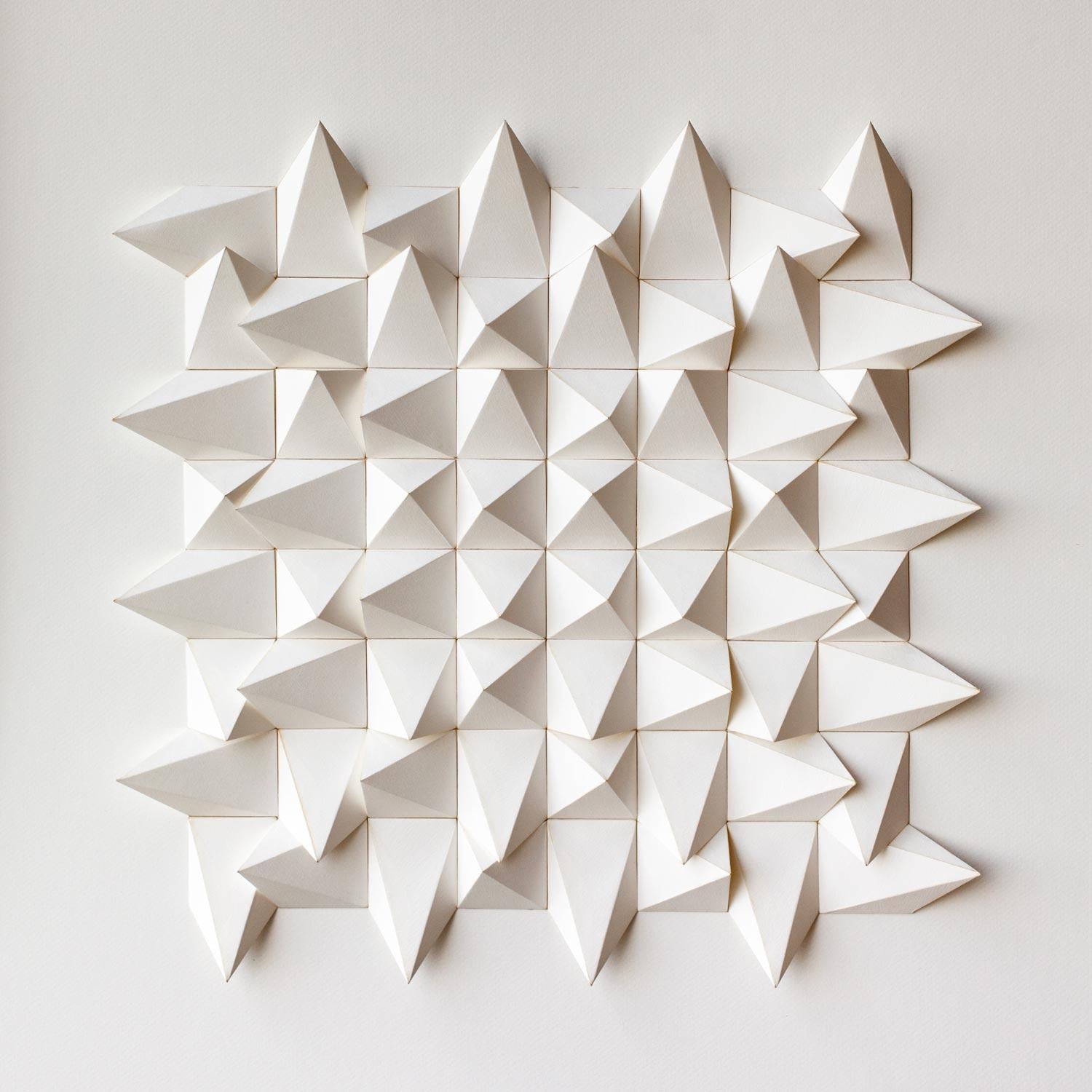 U 45 - white abstract geometric minimalist 3D composition with folded paper