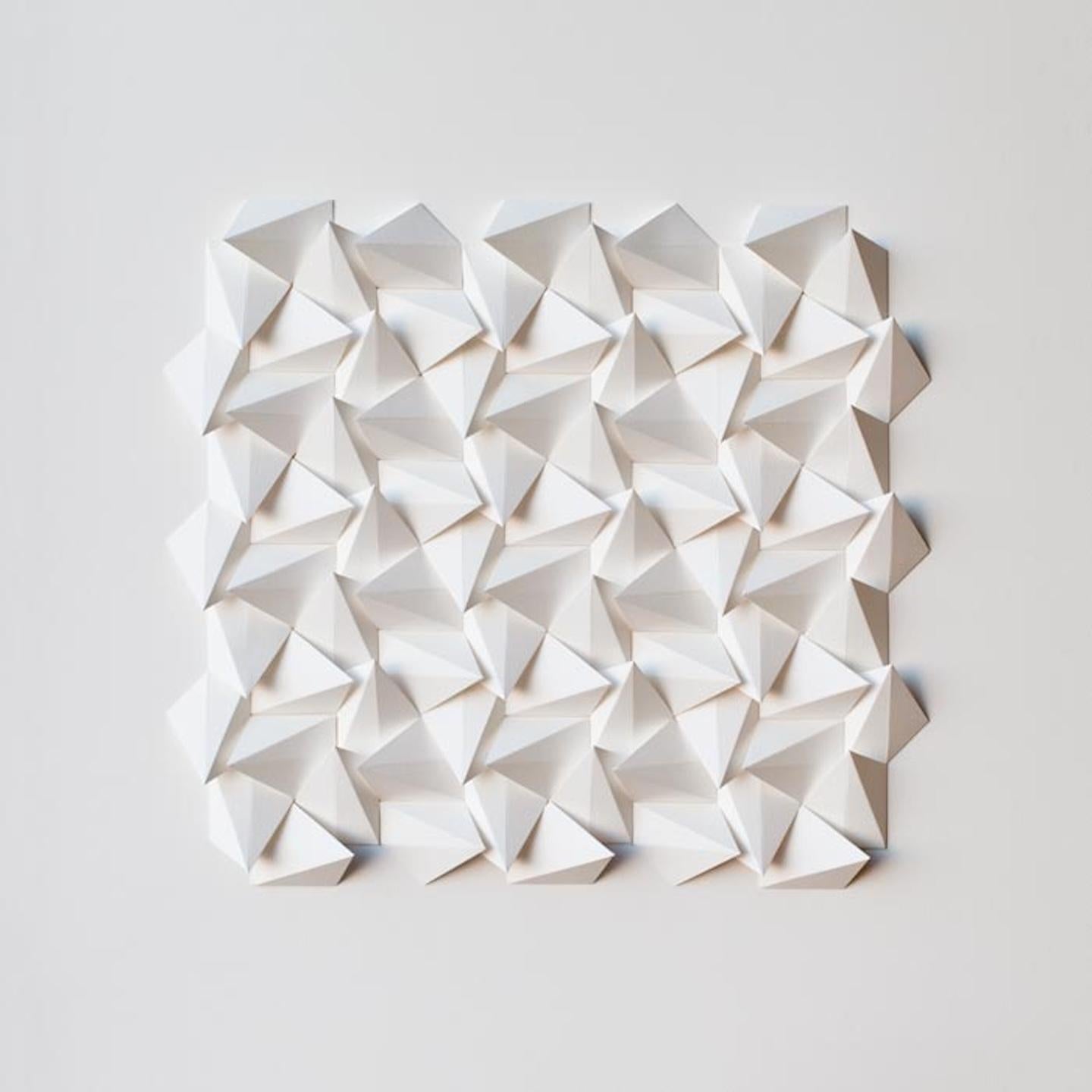 U 33 - white abstract geometric minimalist 3D composition with folded paper