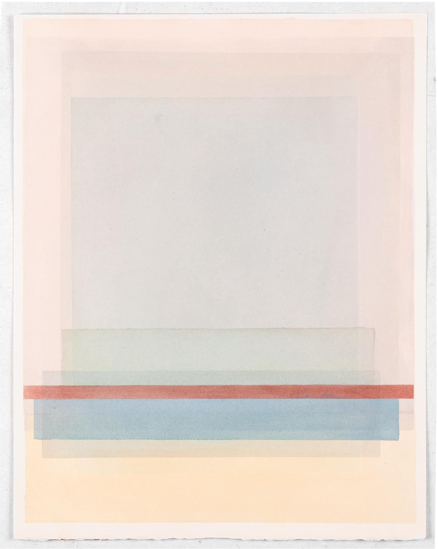 Abstract Drawing di Evan Venegas - FS 211 - Acquerello geometrico astratto a colori pastello tenui, arancione, blu, rosso