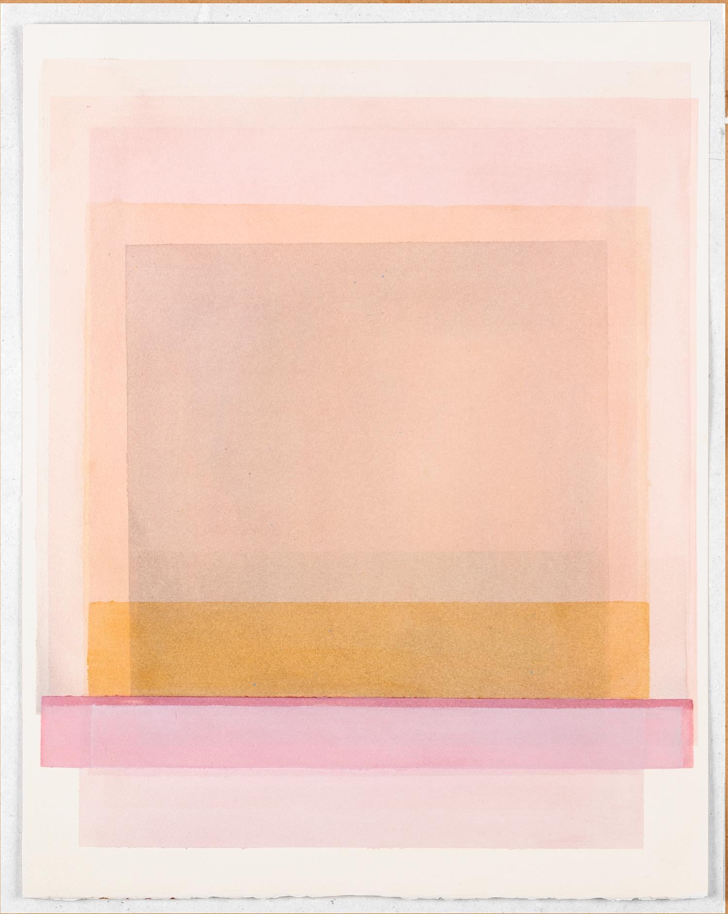 FS 212 - Aquarelle géométrique abstraite aux couleurs pastel orange, rose et beige