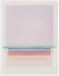FS 221 - Acquerello astratto con motivi geometrici nei toni tenui del pastello: arancione, rosa e blu