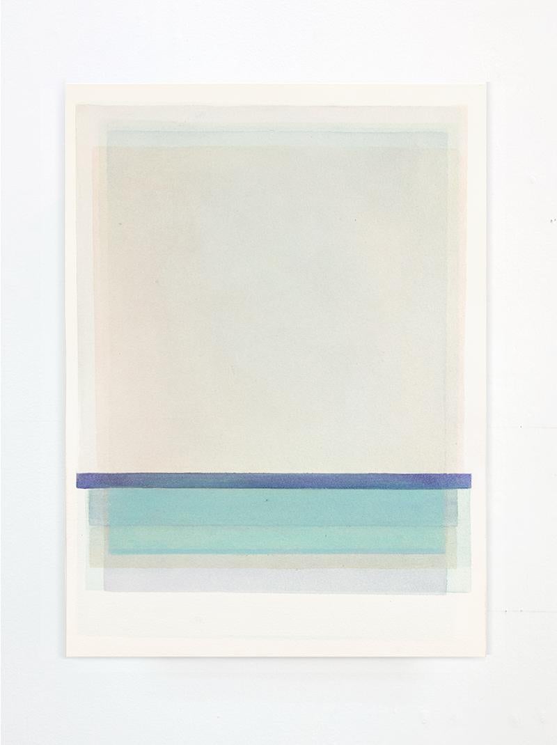 HF 8/1 - Soft pastel color blue, white abstract geometric watercolor on paper