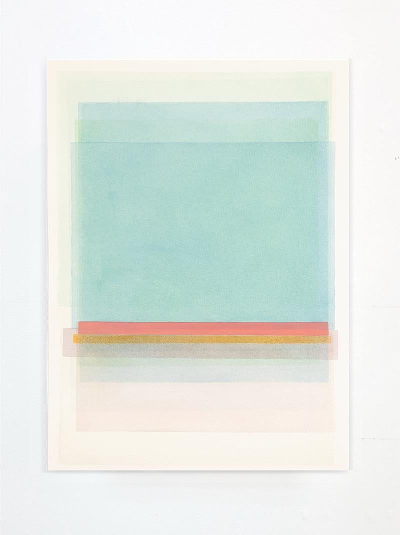 HF 3/1 - Soft pastel color blue, pink abstract geometric watercolor on paper