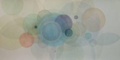 Day Map 218 - Soft pastel color abstract geometric circles watercolor on paper