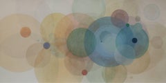 Day Map 718 - Soft pastel color abstract geometric circles watercolor on paper