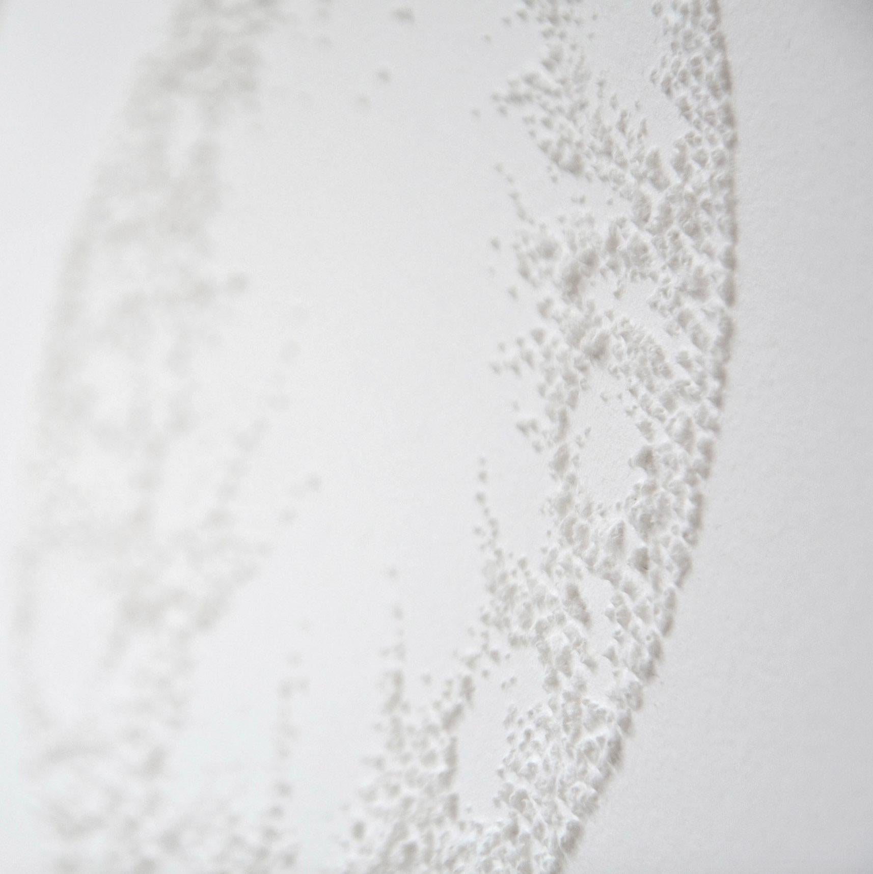 Circle 2 - intricate white 3D abstract geometric drypoint drawing on paper  - Sculpture by Antonin Anzil