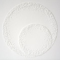 Circle 3 - intricate white 3D abstract geometric drypoint drawing on paper 