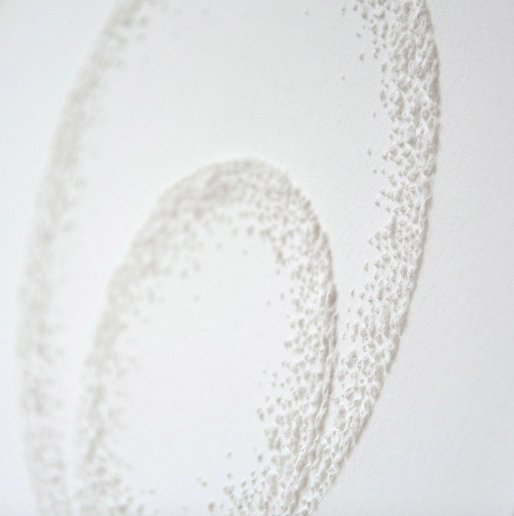 Circle 3 - intricate white 3D abstract geometric drypoint drawing on paper  - Sculpture by Antonin Anzil