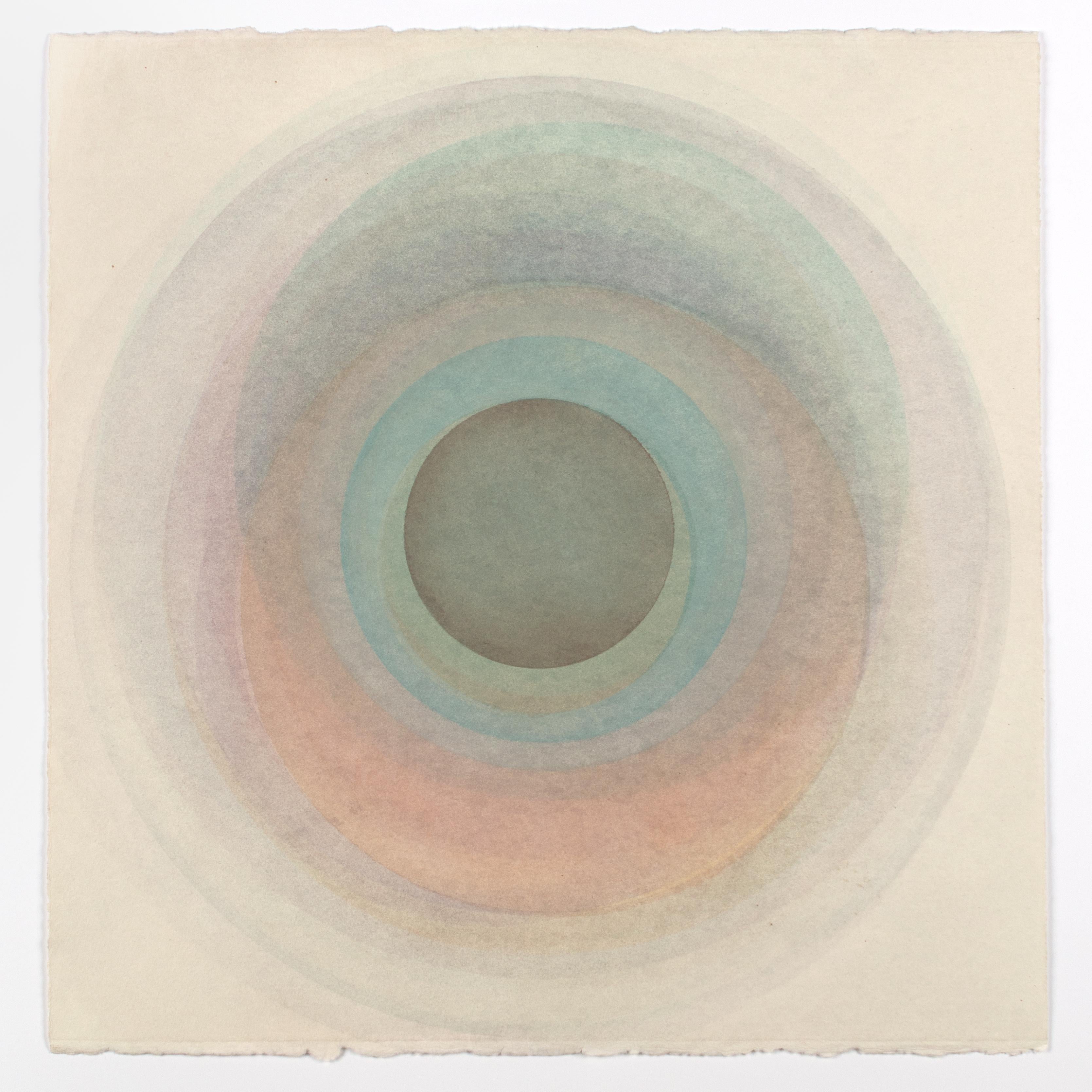 Evan Venegas Abstract Drawing - Coaxist FE919 - Soft pastel color abstract geometric circles watercolor on paper