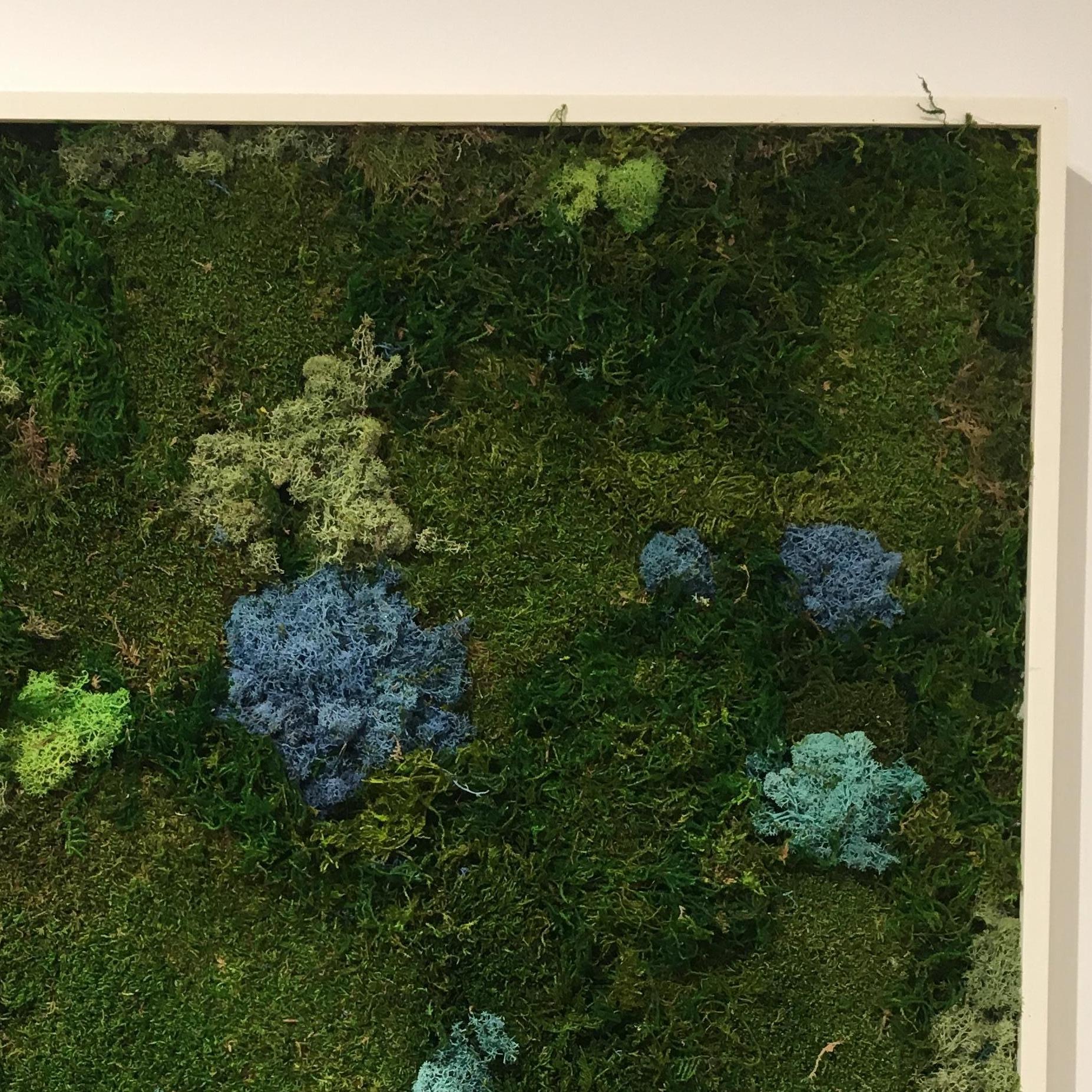 Viridi #20- framed abstract green moss garden wall composition -maintenance free 1