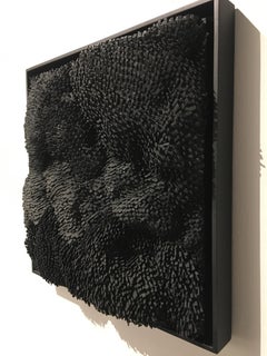 Textured Shadow- black 3D organic feel contemporary abstract mural sculpture