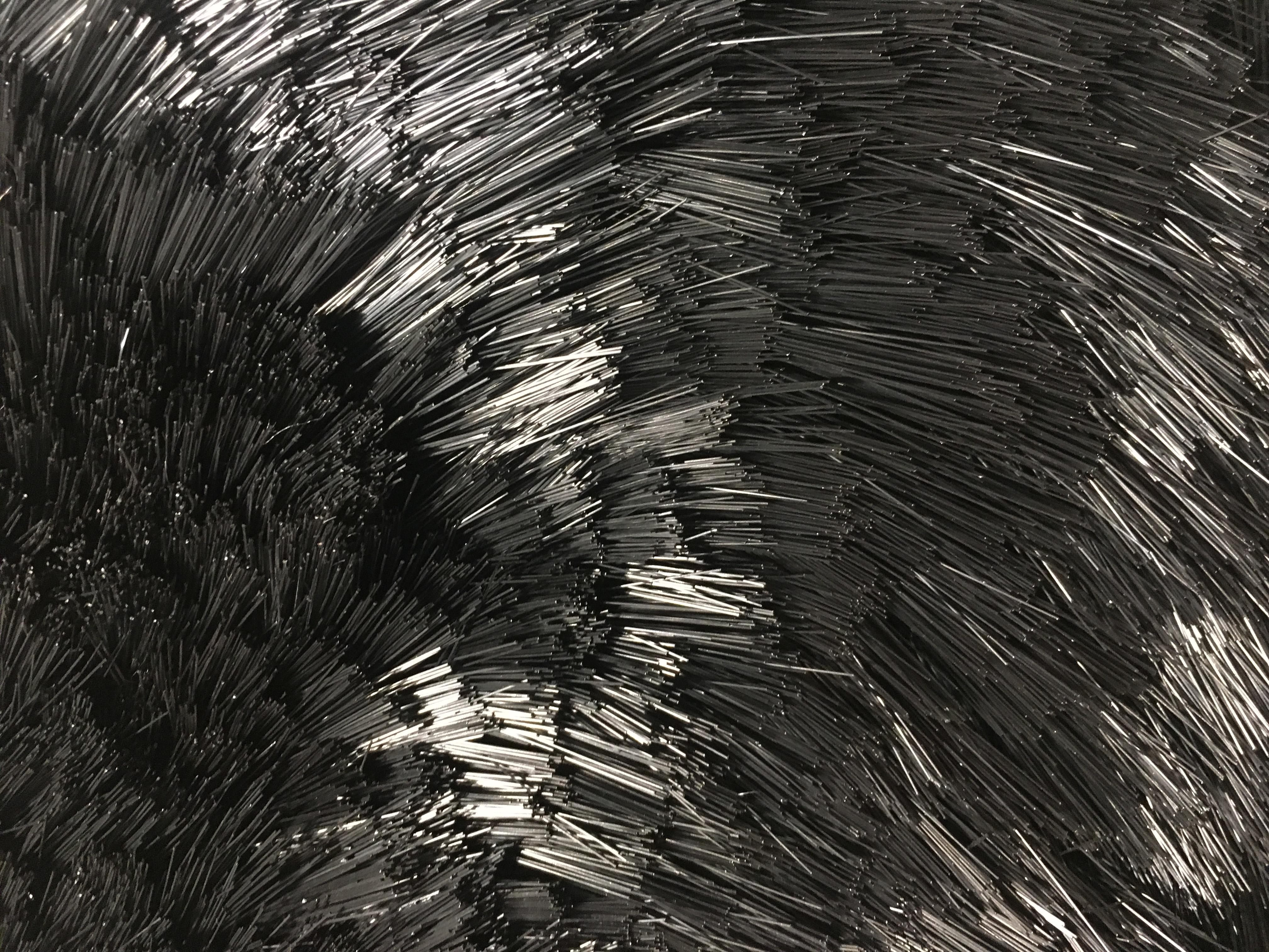 Swept 1- black 3D organic feel contemporary abstract mural sculpture - Black Abstract Sculpture by Erin Vincent