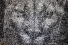 Black and Puma Lion- Animal 3D unique sculptural piece with thread