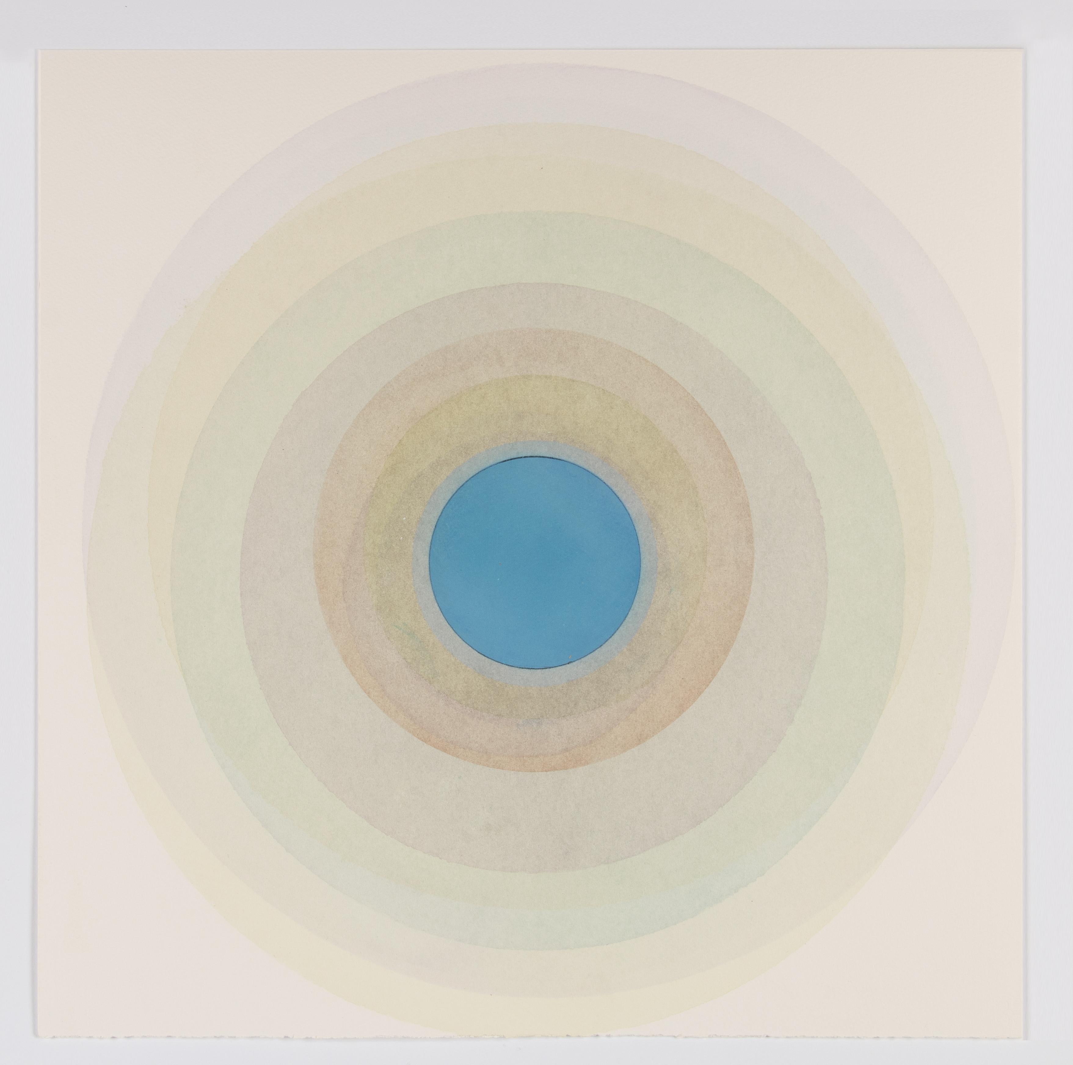 Evan Venegas Abstract Drawing - Coaxist 10619 - Soft pastel color abstract geometric circle watercolor on paper