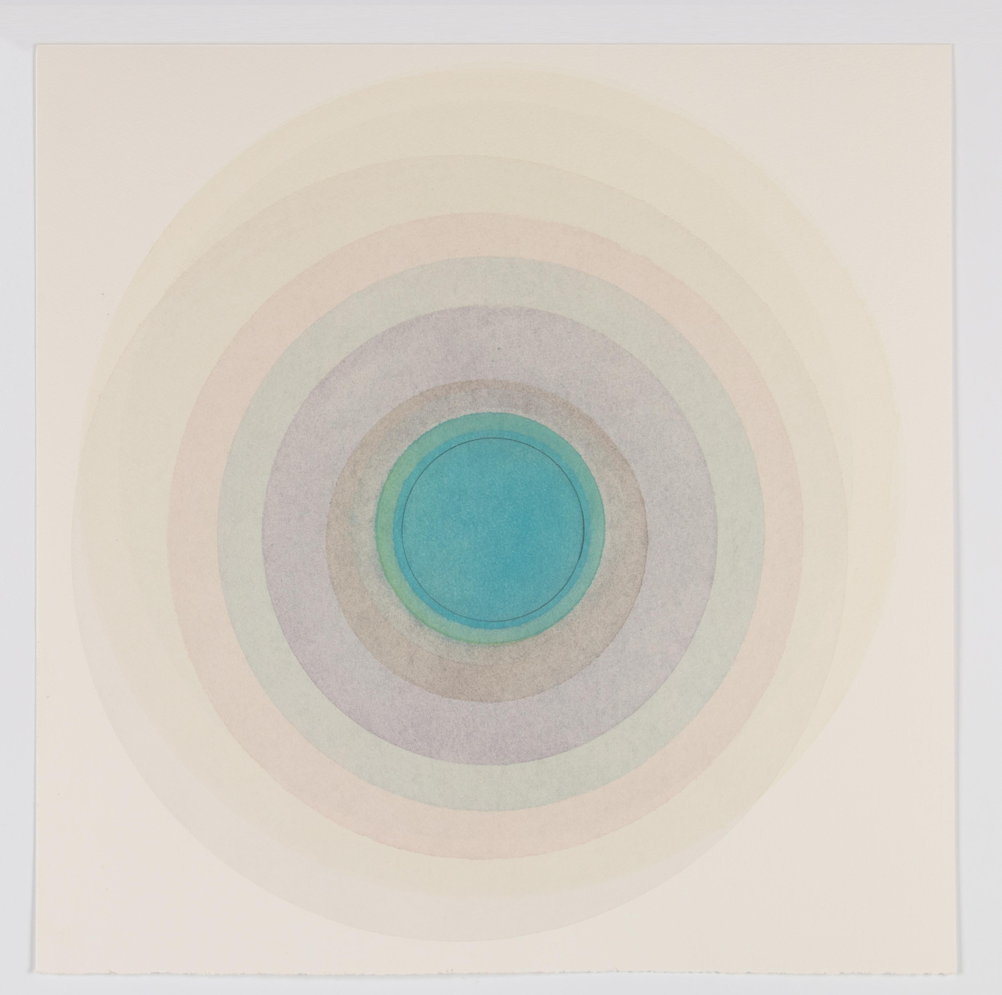 Evan Venegas Abstract Drawing - Coaxist 10819 - Soft pastel color abstract geometric circle watercolor on paper