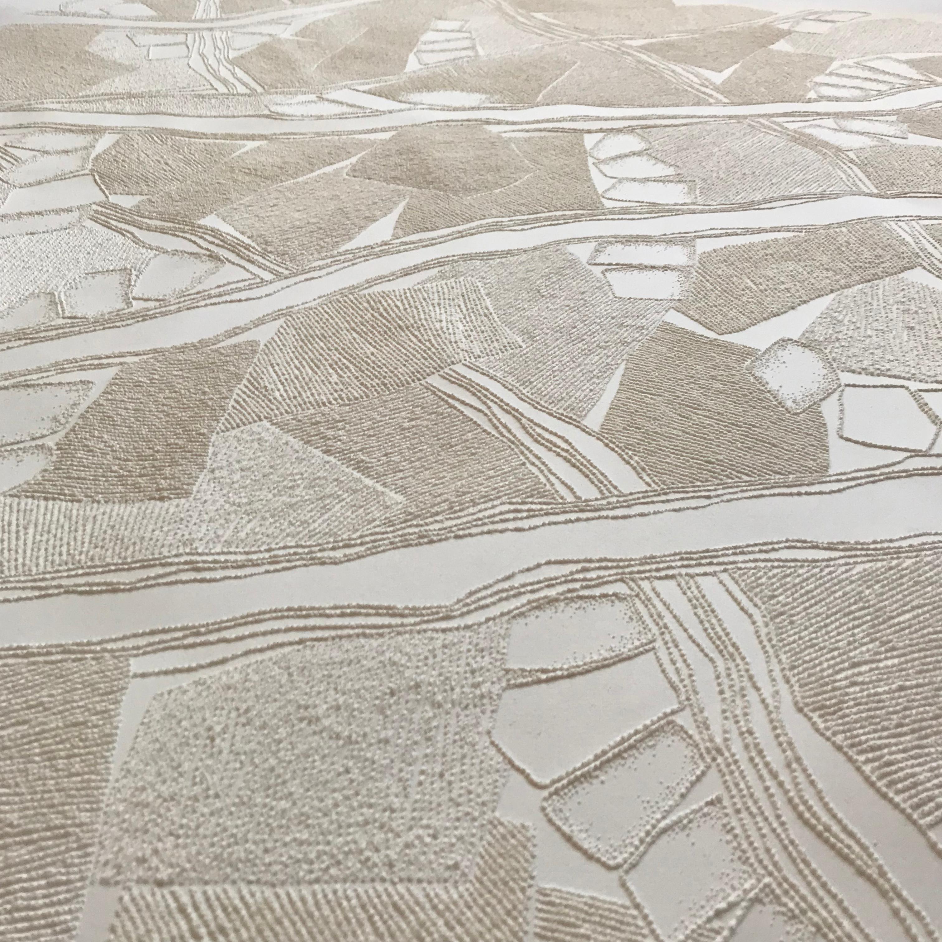 senza titolo 1 - intricato paesaggio astratto beige3D disegno a puntasecca su carta - Sculpture Astrattismo geometrico di Antonin Anzil