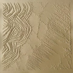 Ochre gold 3 - intricate 3D abstract landscape seascape drawing on paper 