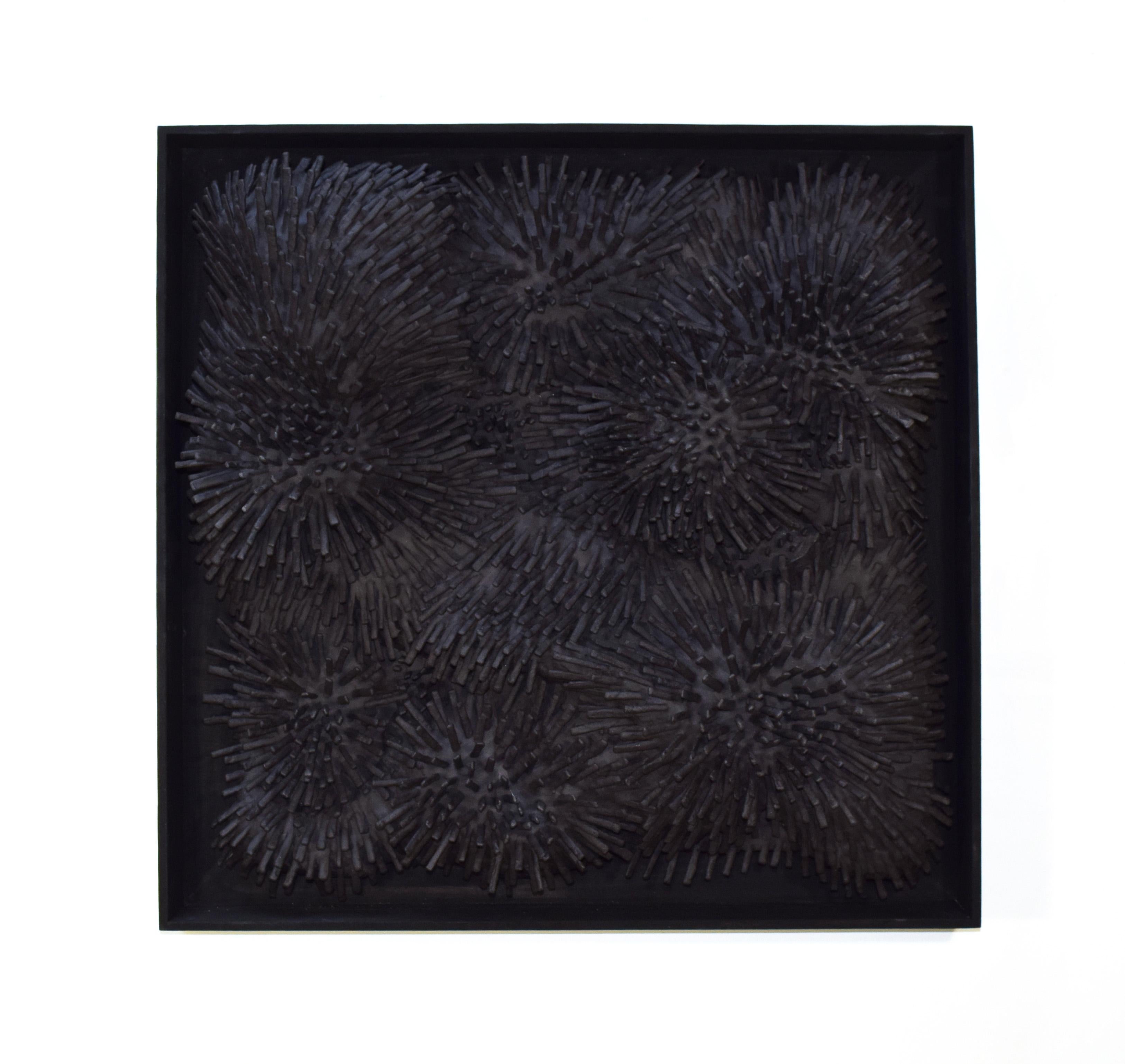 Black Burst - 3D organic feel contemporary abstract mural sculpture in foam - Mixed Media Art by Erin Vincent