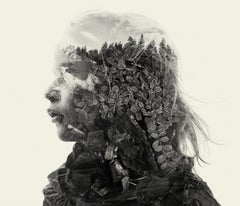 Wildy - black and white portrait and nature multi exposure photograph