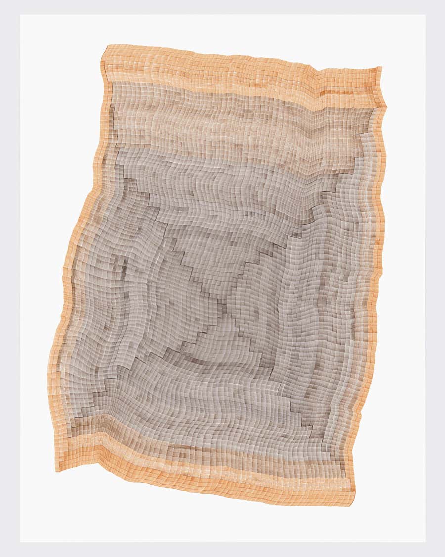 SL 4 - abstract geometric brown orange dominant color ink drawing on paper