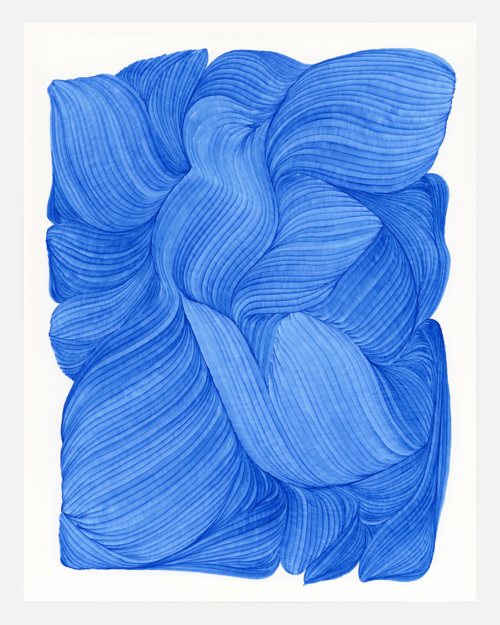 Dana Piazza Abstract Drawing - Lines 8 - abstract geometric bright blue ink drawing on paper