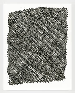 Woven lines 49 - abstract geometric black grey dominant ink drawing on paper