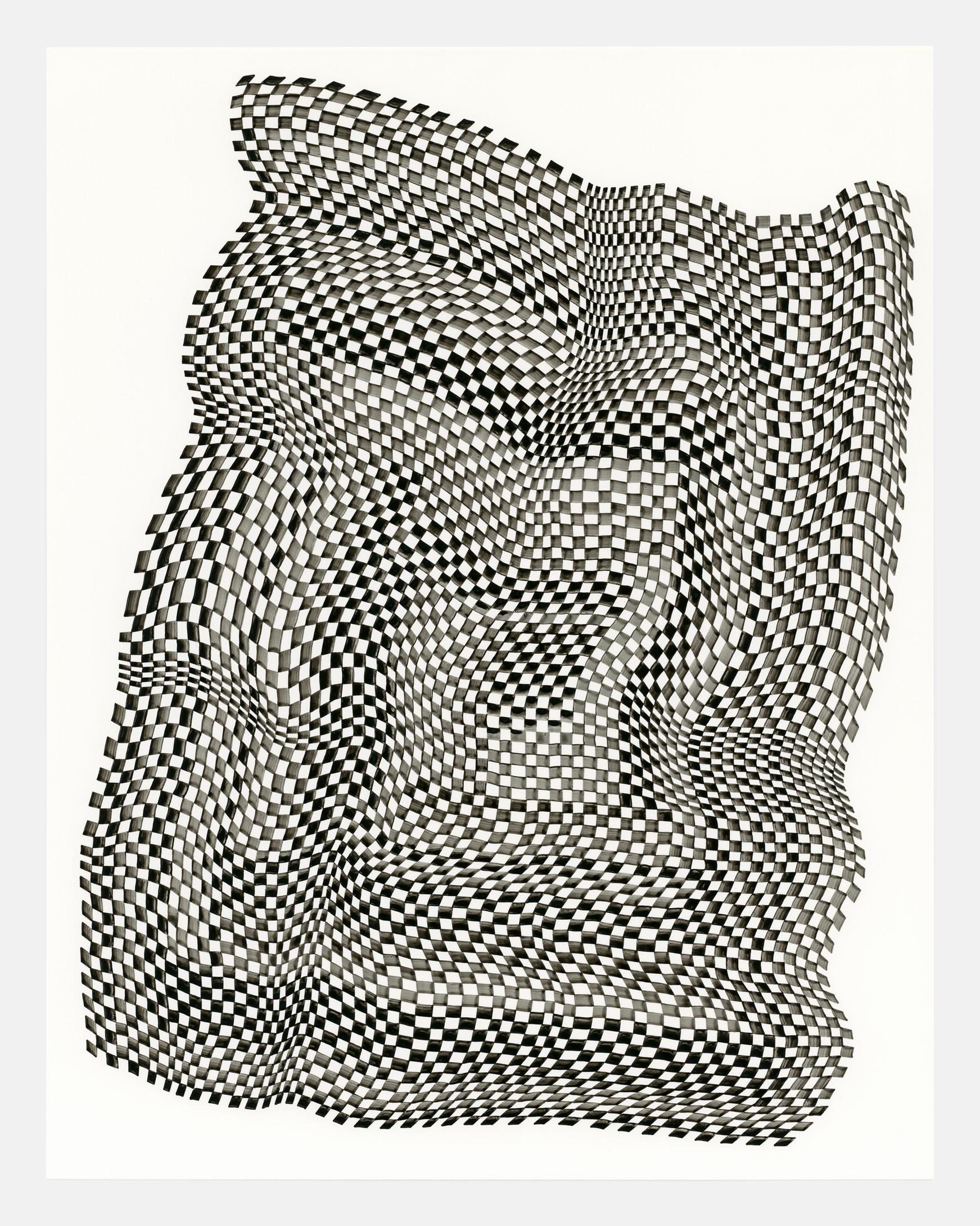 Squares 32 - abstract geometric black and white ink drawing on paper
