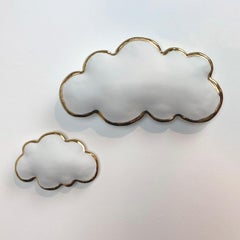 Happy Days, 2 gold rim porcelain clouds, 1 Large and 1 small.