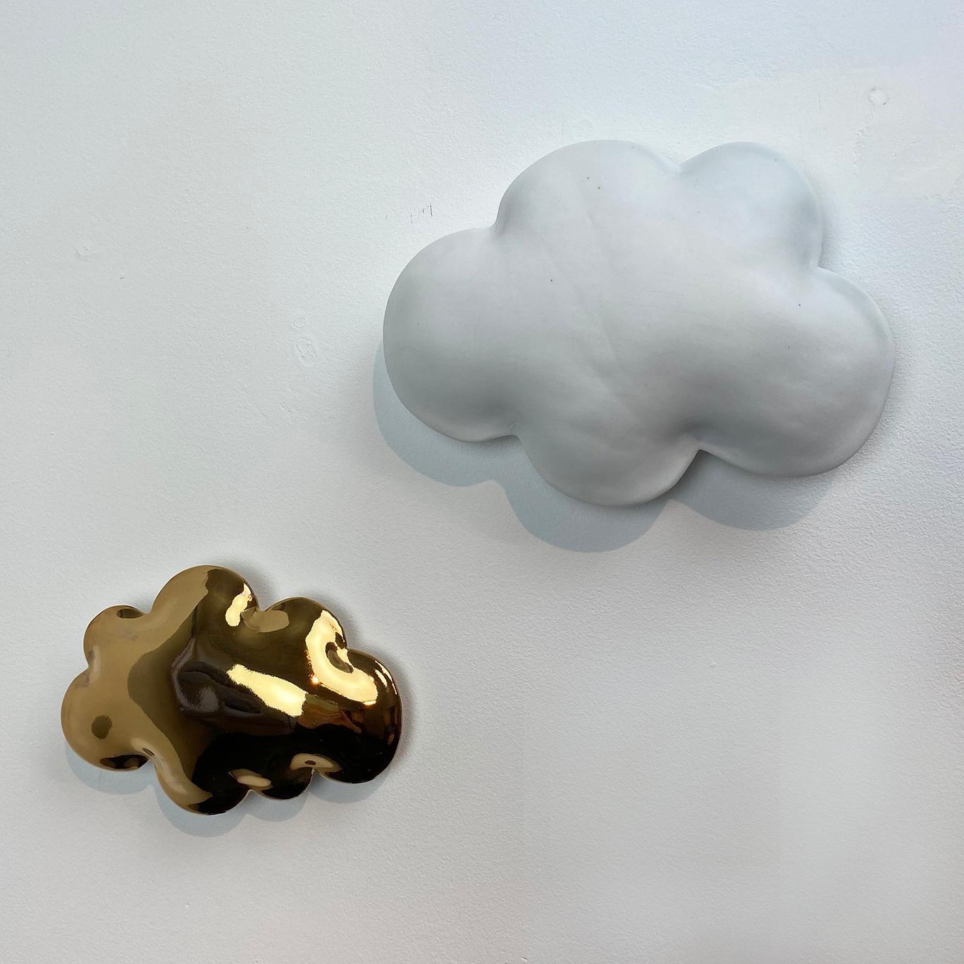 Stepanka Summer Figurative Sculpture - 	Happy Days, 2 porcelain clouds, 1 medium and 1 small.