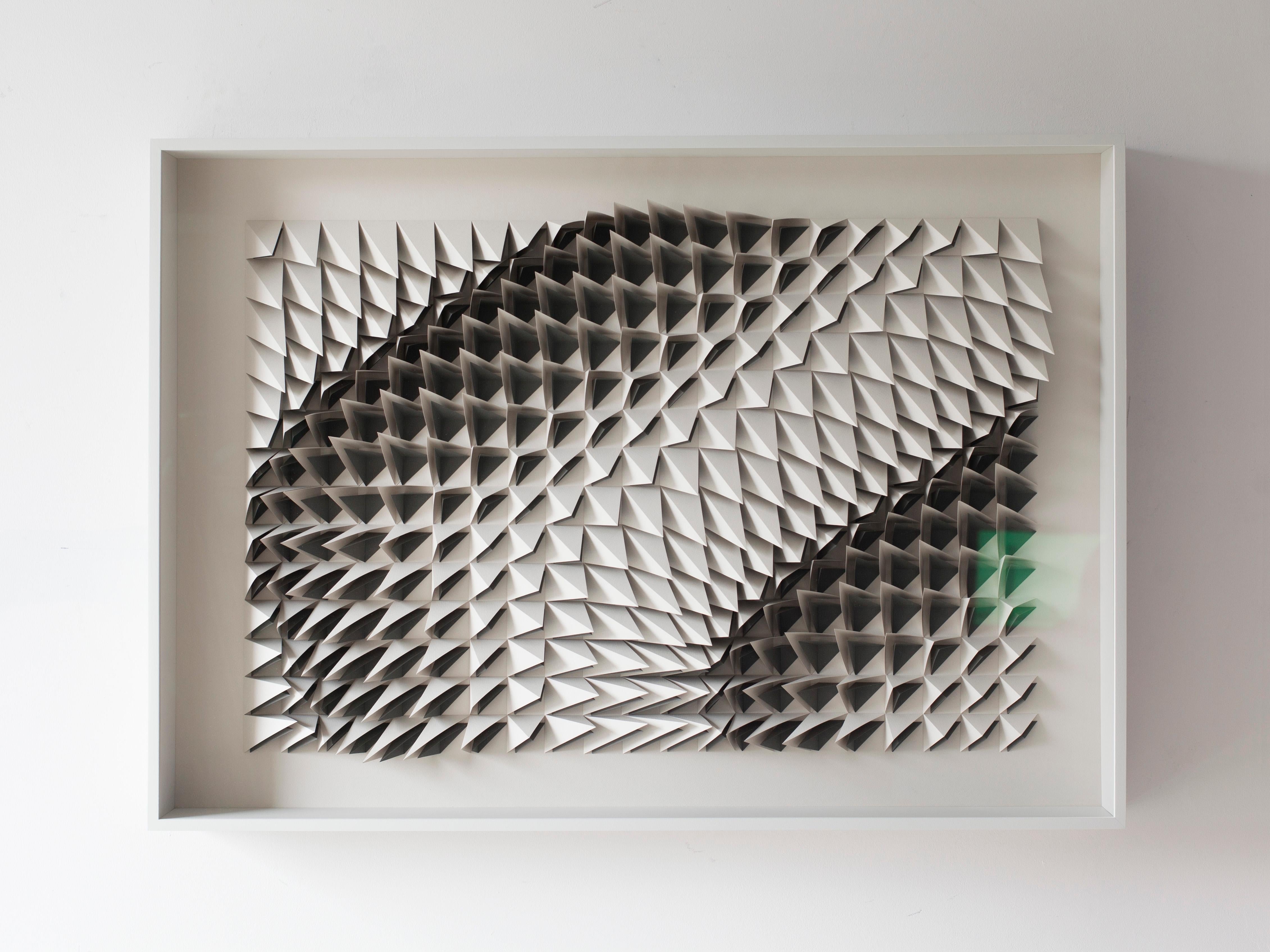 U 125 - grey abstract geometric minimalist 3D composition with folded paper  - Art by Anna Kruhelska