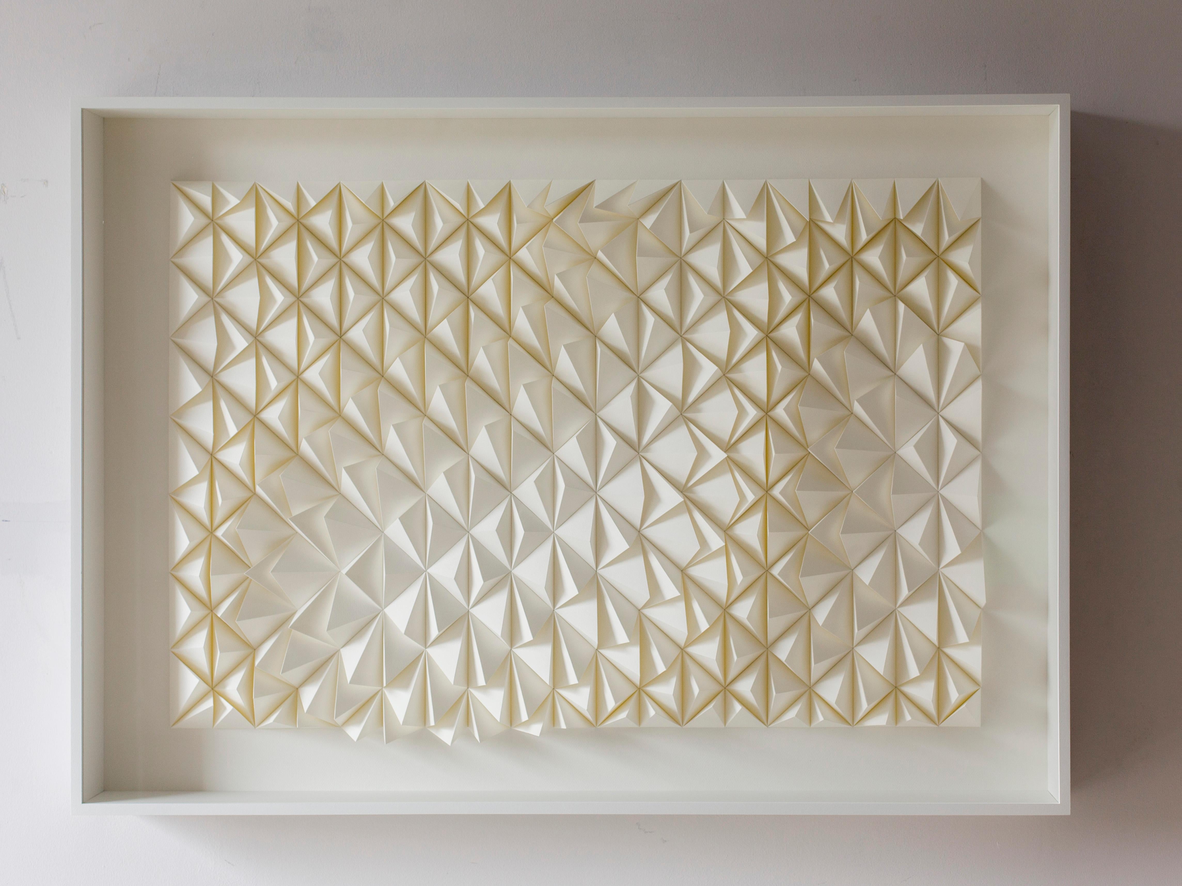 U 138 - white abstract geometric minimalist 3D composition with folded paper  - Art by Anna Kruhelska