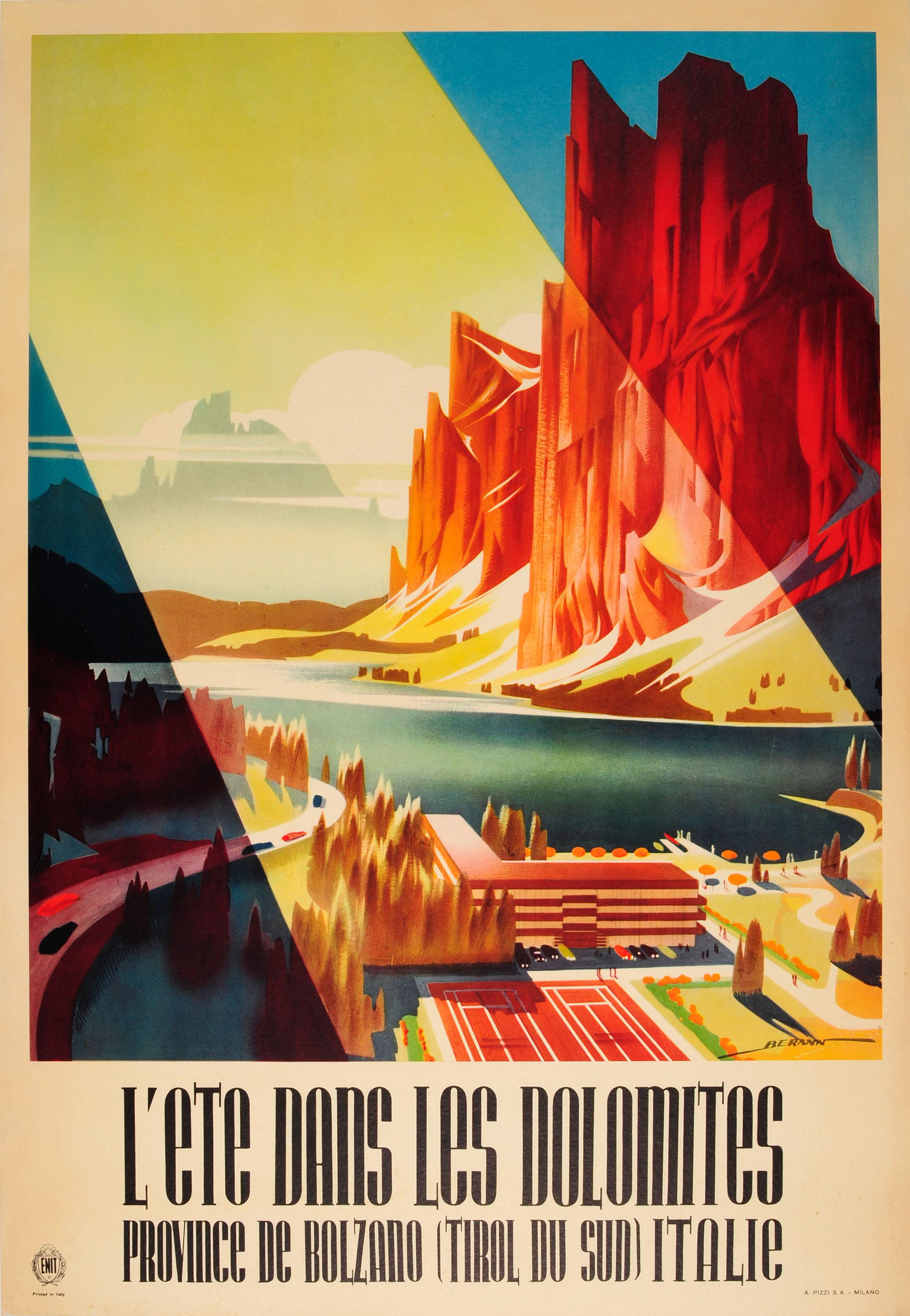 Heinrich C. Berann Print - Original Vintage ENIT Summer Travel Poster For The Dolomites Bolzano Tyrol Italy